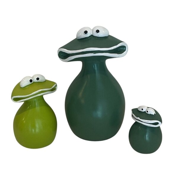 New Big Mouth Frog Family Waterproof Resin Decoration Statue Figurine - Set of 3 - Picture 2 of 12